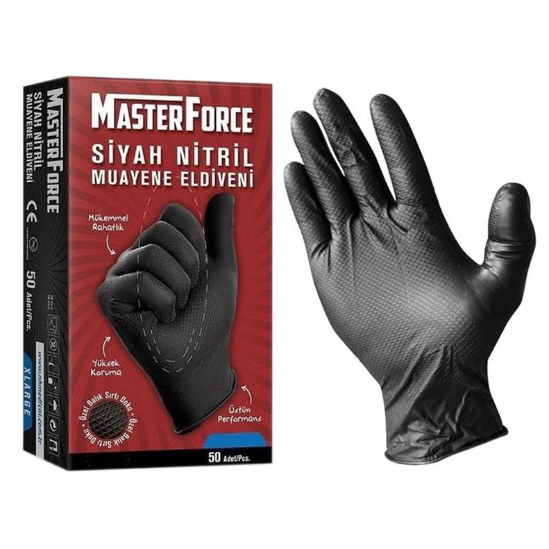 MASTER FORCE SİYAH NİTRİL MUAYENE ELDİVEN MEDİUM
